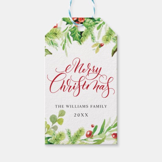 Étiquettes-cadeau Vacances de Noël Holly Berry (Devant)