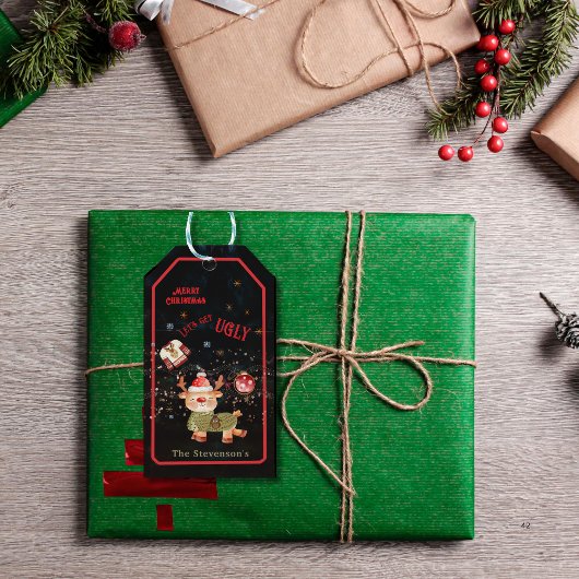 Étiquettes-cadeau Vacances de rennes doux