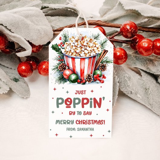 Étiquettes-cadeau Vacances du Popcorn Appréciation Joyeux Noël