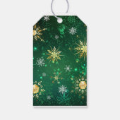 Étiquettes-cadeau Vacances Gold Green Snowflakes Noël Cadeau de Noël (Dos)