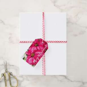 Étiquettes-cadeau Vacances Poinsettias Variées Roses