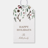 Étiquettes-cadeau Vacances Verdure Joyeux Noël Monogramme Élégant (Devant)