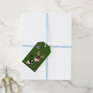 Étiquettes-cadeau Vache caricaturale ou renne ? Étiquette-cadeau
