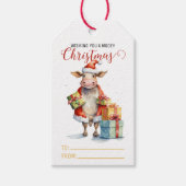 Étiquettes-cadeau Vache de Noël Pun  (Devant)