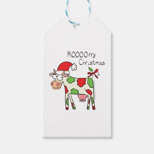 Étiquettes-cadeau Vache Drôle Caricature Noël (Devant)
