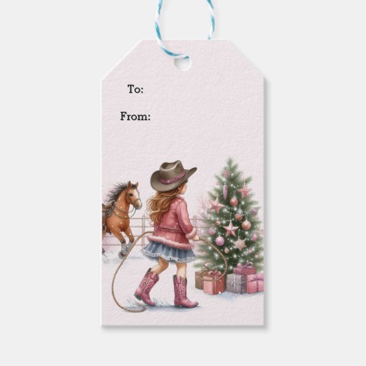 Étiquettes-cadeau Vachère rose lassant Noël (Devant)