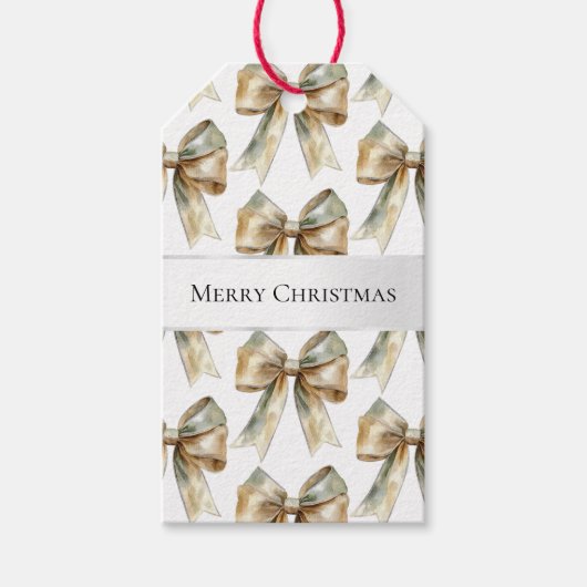 Étiquettes-cadeau Vaches en or blanc rustique de Noël (Devant)