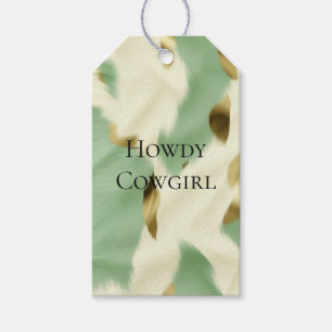Étiquettes-cadeau Vachette blanche verte à la menthe