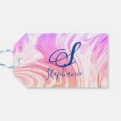 Étiquettes-cadeau Vague blanche rose abstraite Monogrammes mignons f (Dos Horizontal)