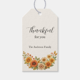 Étiquettes-cadeau Vague d'automne - Automne Floral Thanksgiving