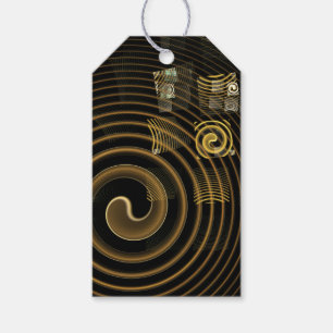Étiquettes-cadeau Vagues dorées hypnotiques Art abstrait moderne