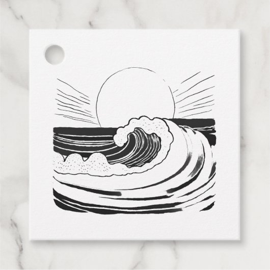 Étiquettes Cadeau Vagues océaniques (Devant)