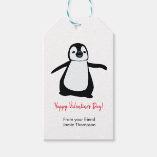 Étiquettes-cadeau Valentine de pingouin de l'enfant mignon