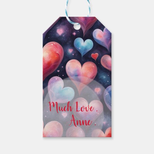 Étiquettes-cadeau Valentine Hearts (Devant)