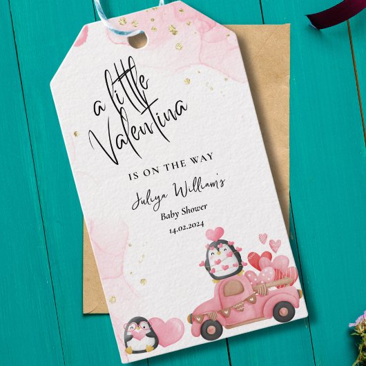 Étiquettes-cadeau Valentine rose bébé fille invitation douche