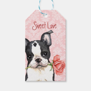 Étiquettes-cadeau Valentine Rose Boston Terrier