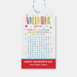 Étiquettes-cadeau Valentine Word Search Activité School