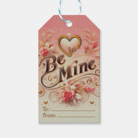 Étiquettes-cadeau Valentine's Day Be Mine Design with Heart, Citatio (Devant)