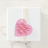 Étiquettes Cadeau Valentines Day Elegant Calligraphy Pink Heart (En situation)
