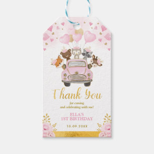 Étiquettes-cadeau Valentines de bois doux Ballons d'or rose