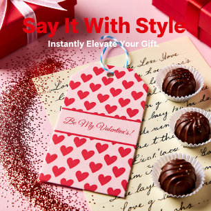 Étiquettes-cadeau Valentines motif de coeur rouge et rose