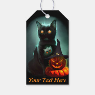 Étiquettes-cadeau Vampire Chat et Assistant Citrouille Halloween Sur