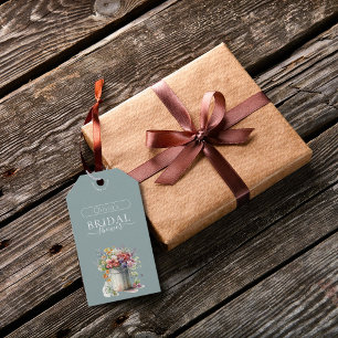 Étiquettes-cadeau Vase de fleurs printanières romantiques pour la do