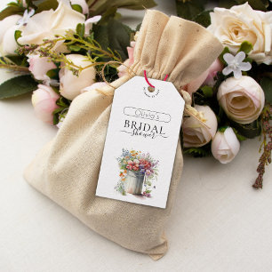 Étiquettes-cadeau Vase de fleurs printanières romantiques pour la do