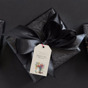 Étiquettes-cadeau Vase de fleurs printanières romantiques pour la do