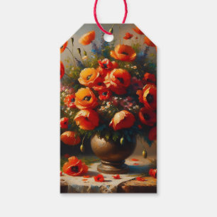 Étiquettes-cadeau Vase des pavots rouges à et de l'anniversaire