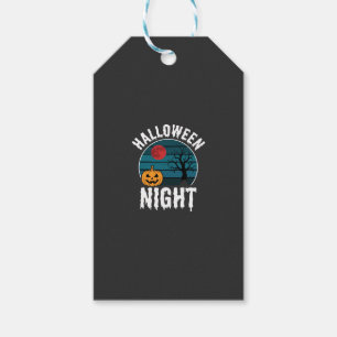 Étiquettes-cadeau Vecteur d'arbre de citrouille de nuit d'Halloween
