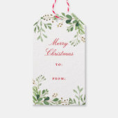 Étiquettes-cadeau Végétation hivernale Festive Aquarelle Foliage Vac (Devant)