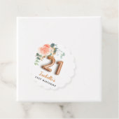 Étiquettes Cadeau Végétation rose or fleurie 21e anniversaire (En situation)