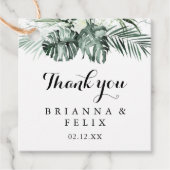 Étiquettes Cadeau Végétation tropicale Blanc Floral Mariage (Devant)