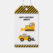 Étiquettes-cadeau Véhicule de construction Camions Or Anniversaire (Dos)