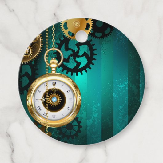 Étiquettes Cadeau Veille bijoux Steampunk sur un Arrière - plan vert (Devant)