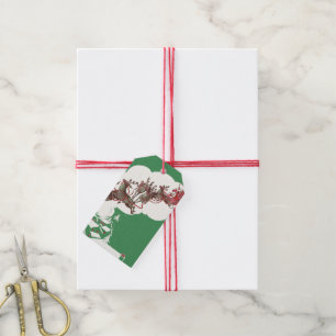Étiquettes-cadeau Veille de Noël vintage, Père Noël rétro dans son t