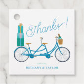 Étiquettes Cadeau Vélo pour deux aquarelle tandem (Devant)