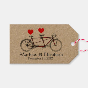 Étiquettes-cadeau Vélo tandem vintage mignon sur mesure pour mariage