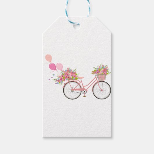 Étiquettes-cadeau Vélo Whimsical Rose (Devant)