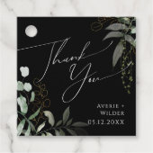 Étiquettes Cadeau Verdure et or | Merci noir (Devant)