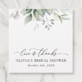 Étiquettes Cadeau Verdure, Eucalyptus Feuilles, Boho, Fête des marié (Devant)