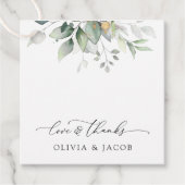 Étiquettes Cadeau Verdure, Feuilles d'Eucalyptus, Mariage botanique (Devant)