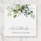 Étiquettes Cadeau Verdure, Feuilles d'Eucalyptus, Mariage botanique (Devant)