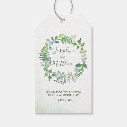 Étiquettes-cadeau Verdure Foliage Wreath Aquarelle Mariage Faveur (Devant)