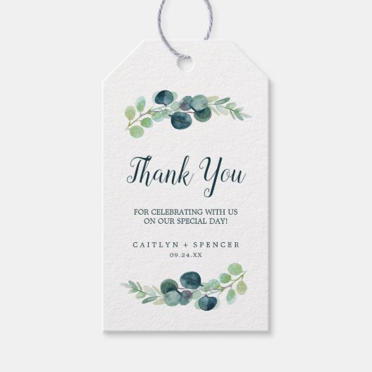 Étiquettes-cadeau Verdure luxuriante et Merci d'Eucalyptus privilégi (Devant)