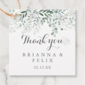 Étiquettes Cadeau Verdure minimaliste Eucalyptus Mariage (Devant)