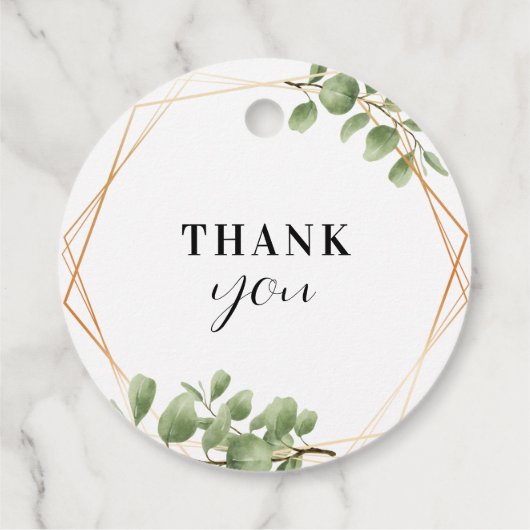 Étiquettes Cadeau Verdure moderne or géométrique Mariage rustique gé (Dos)