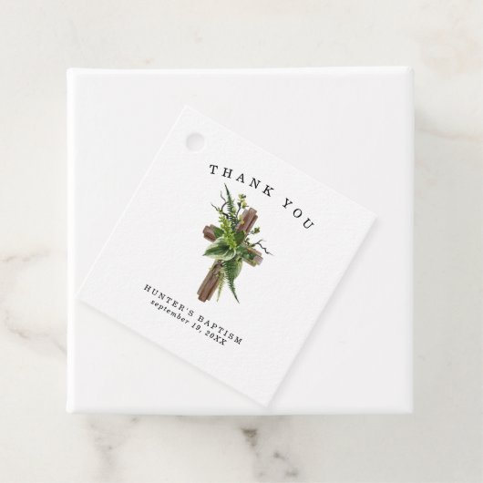 Étiquettes Cadeau Verdure rustique | Baptême Favoriser (En situation)