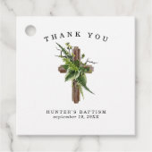 Étiquettes Cadeau Verdure rustique | Baptême Favoriser (Devant)